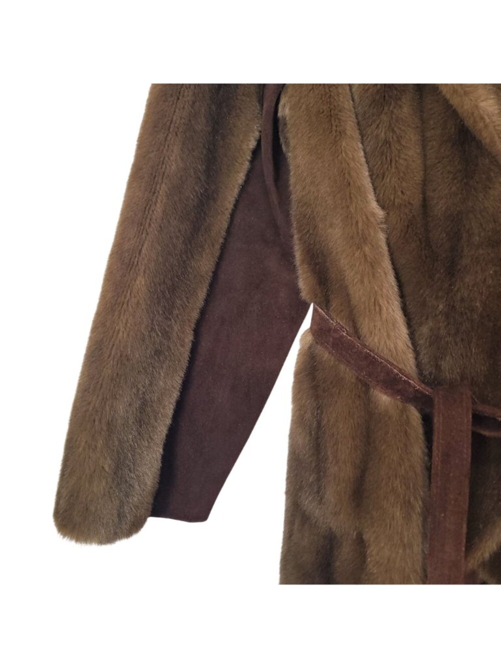 Vtg Lilli Ann Faux Fur Belted Jacket Made In England - Picture 4 of 16